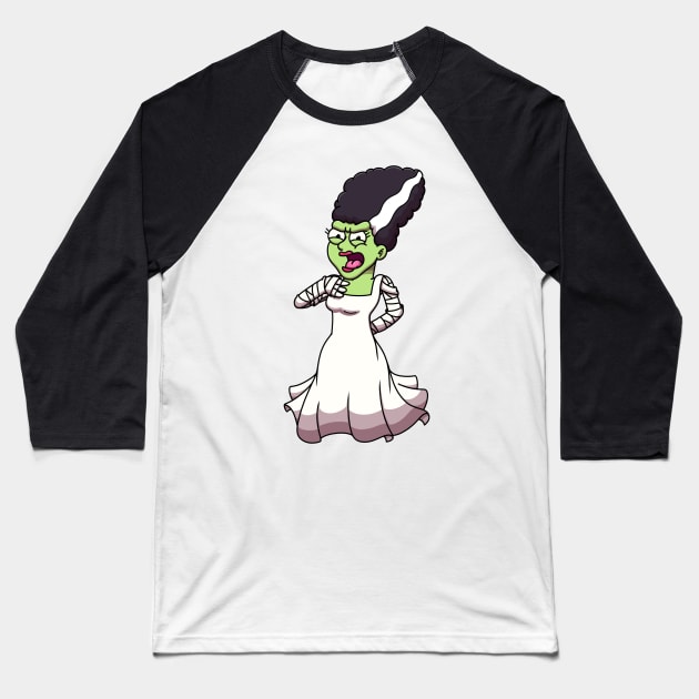 Bride Of Frankenstein Baseball T-Shirt by TheMaskedTooner